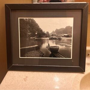 Framed Black and White Landscape Photograph